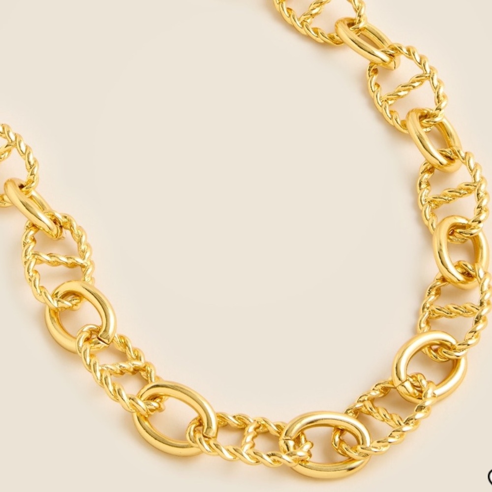 NWT J. Crew faux Gold Chain Necklace Rooe chainlink necklace 29” Statement